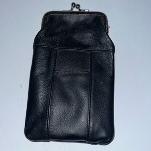 Small Black Leather Snap Bag